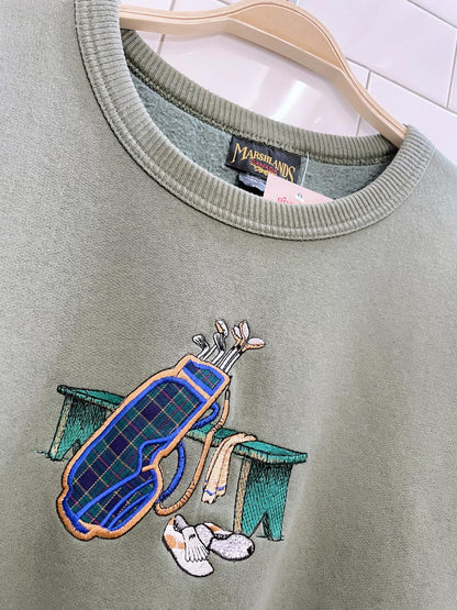 vintage 00s marshlands golf embroidered crew
