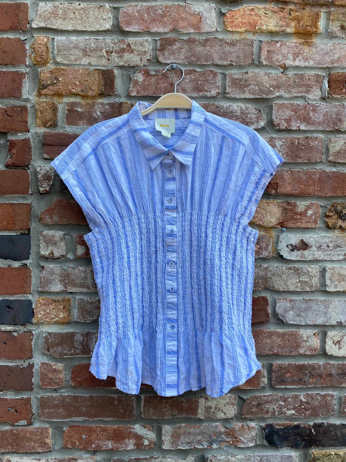 maeve bellamy smocked button down