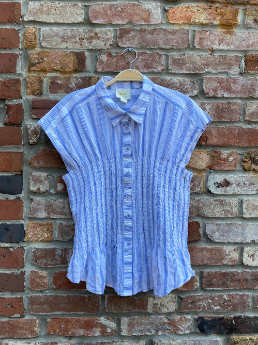 maeve bellamy smocked button down