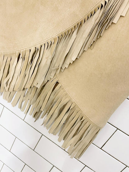 vintage 80s danier fringe wrap suede maxi skirt