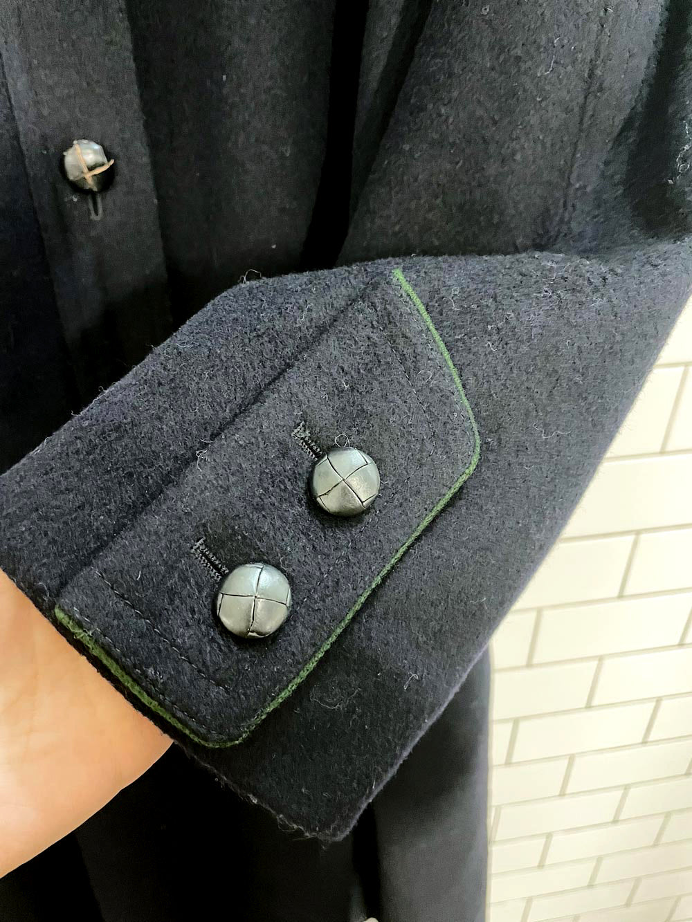 vintage loden frey wool-blend pleated cape coat