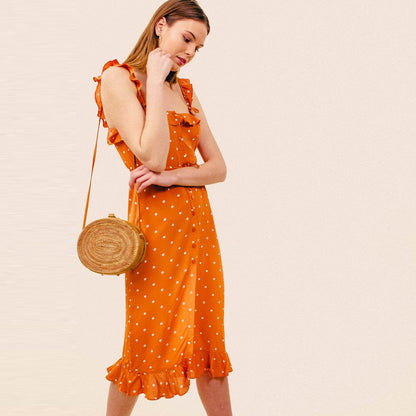 for love & lemons natalia dot midi dress