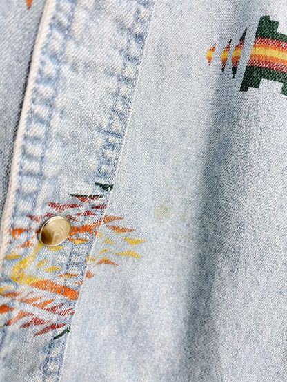 vintage wrangler southwestern snap button denim shirt