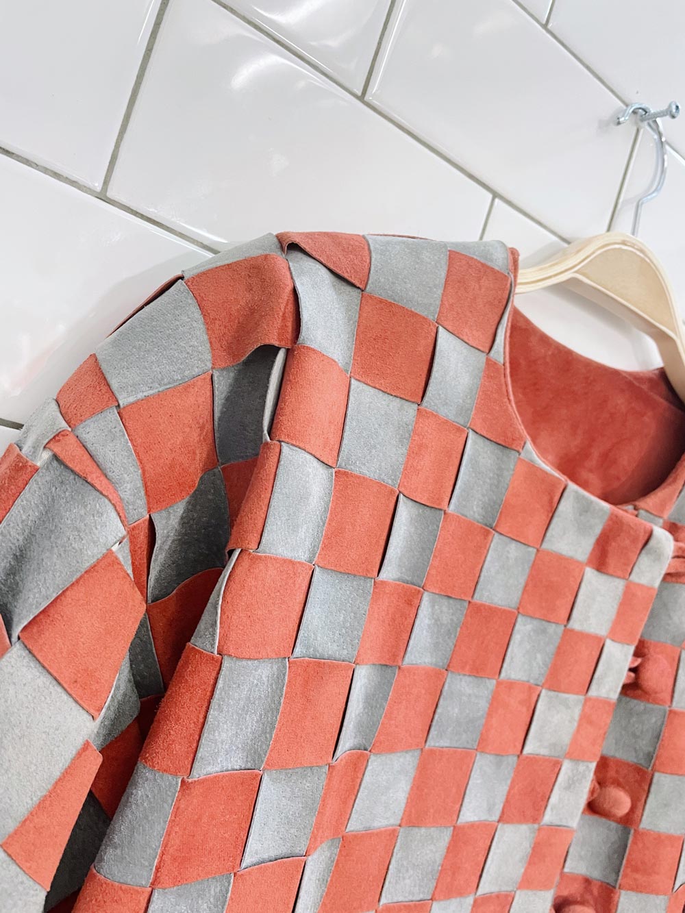 vintage handmade leather basketweave jacket