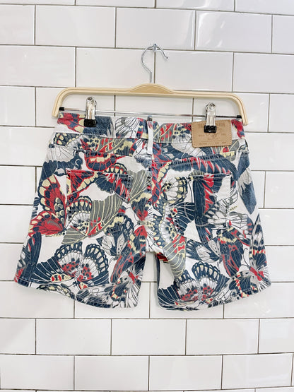 true religion low rise butterfly denim shorts