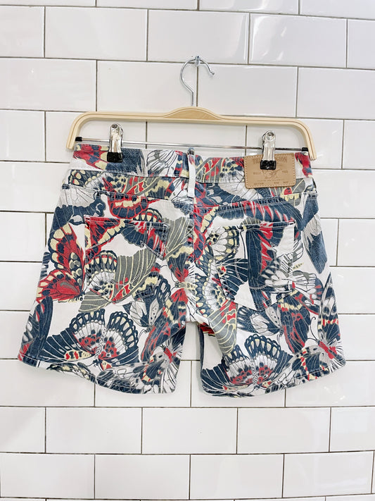 true religion low rise butterfly denim shorts