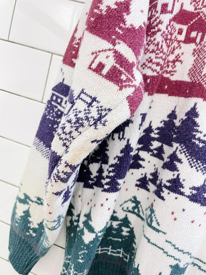 vintage ski village knit cardigan