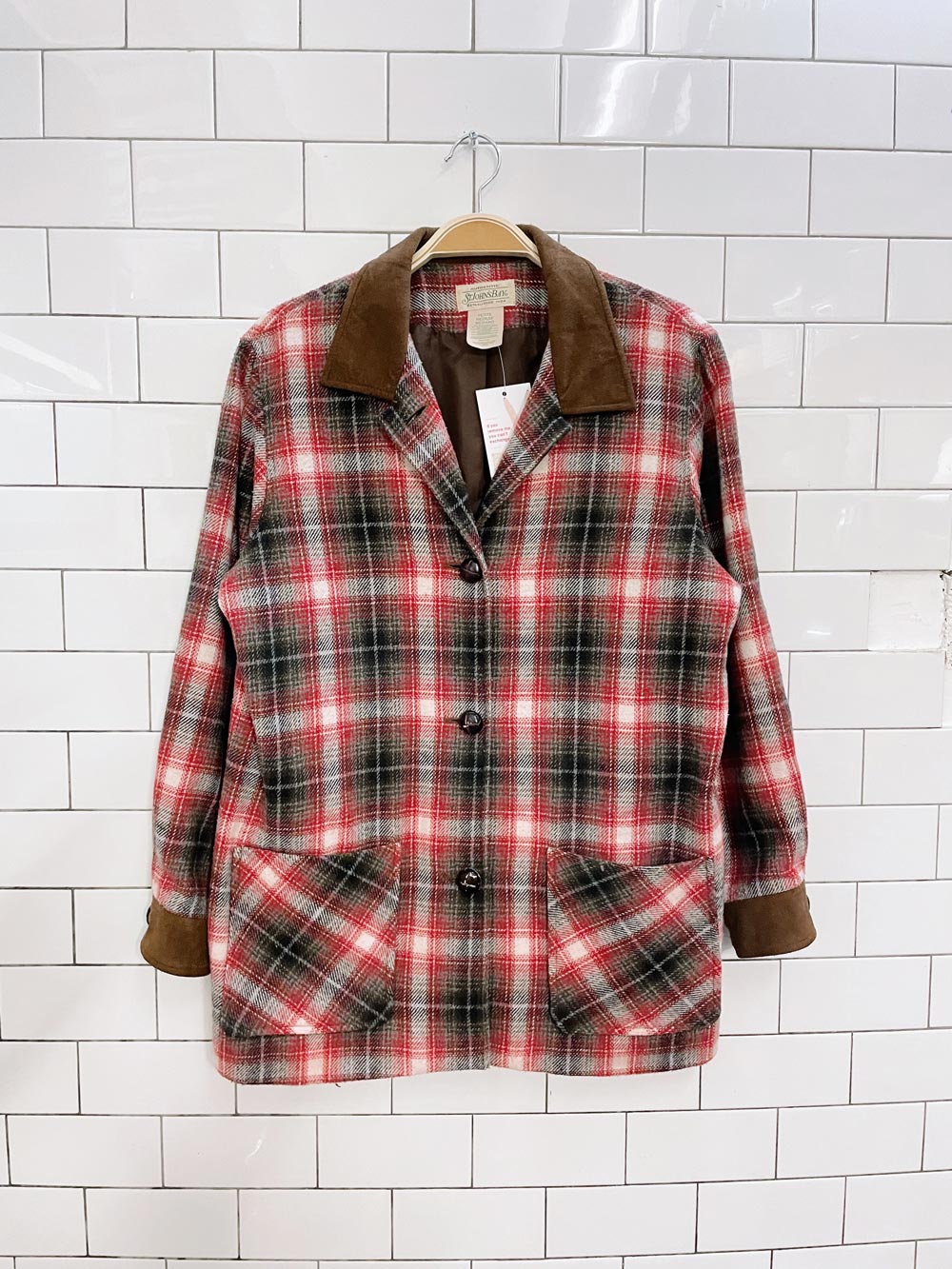 vintage st johns bay wool-blend shirt jacket