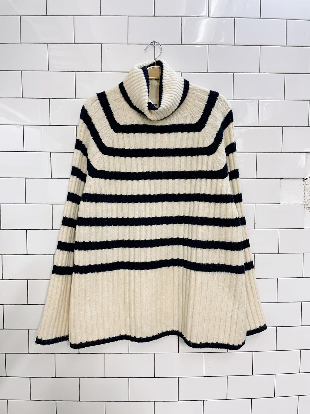 h&m wool-blend chunky rib striped turtleneck