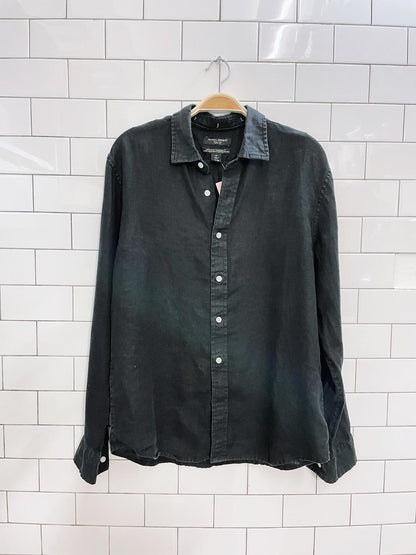 banana republic 100% linen untucked shirt