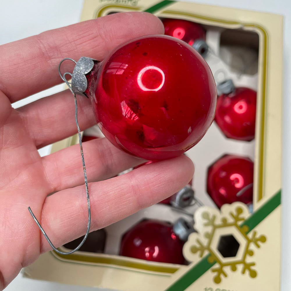 x8 vintage red glass ornaments