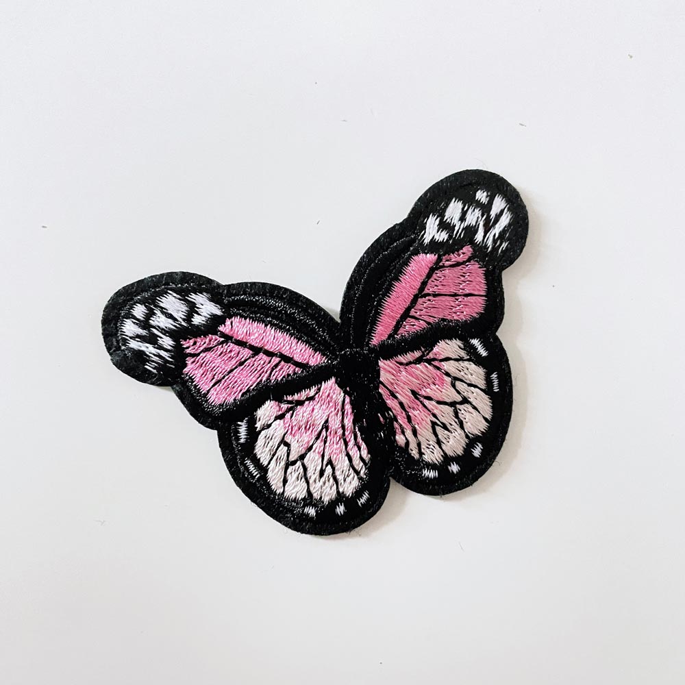 embroidered butterfly iron - on patch - good market thrift store