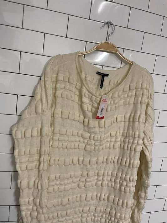 sarah pacini cream 3d knit wool blend sweater