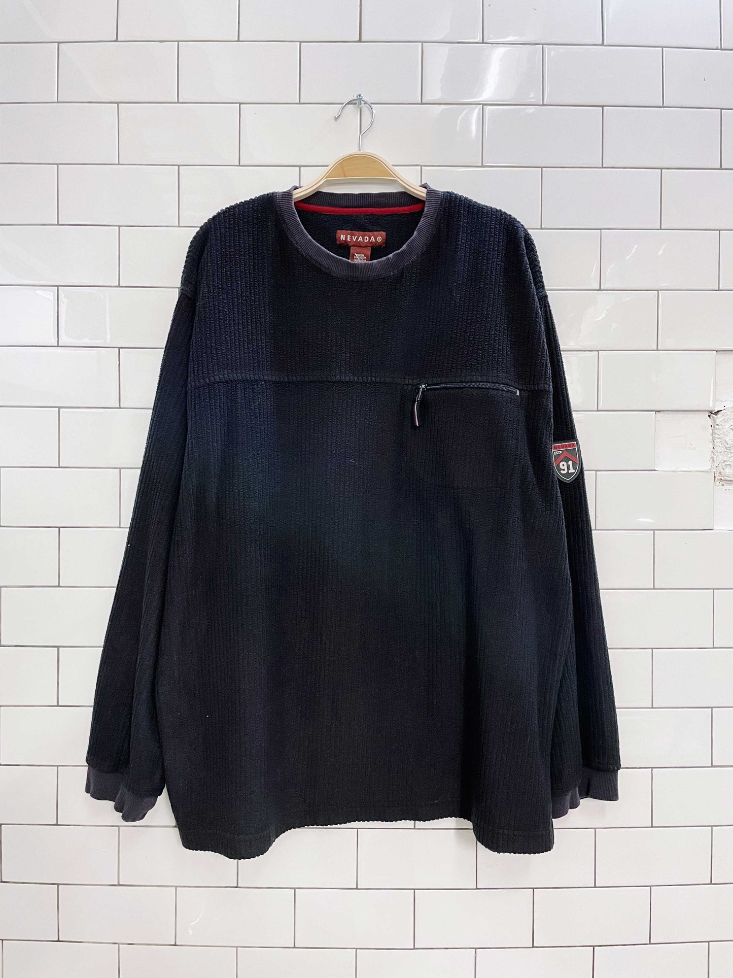 vintage 00s nevada ribbed fleece crew