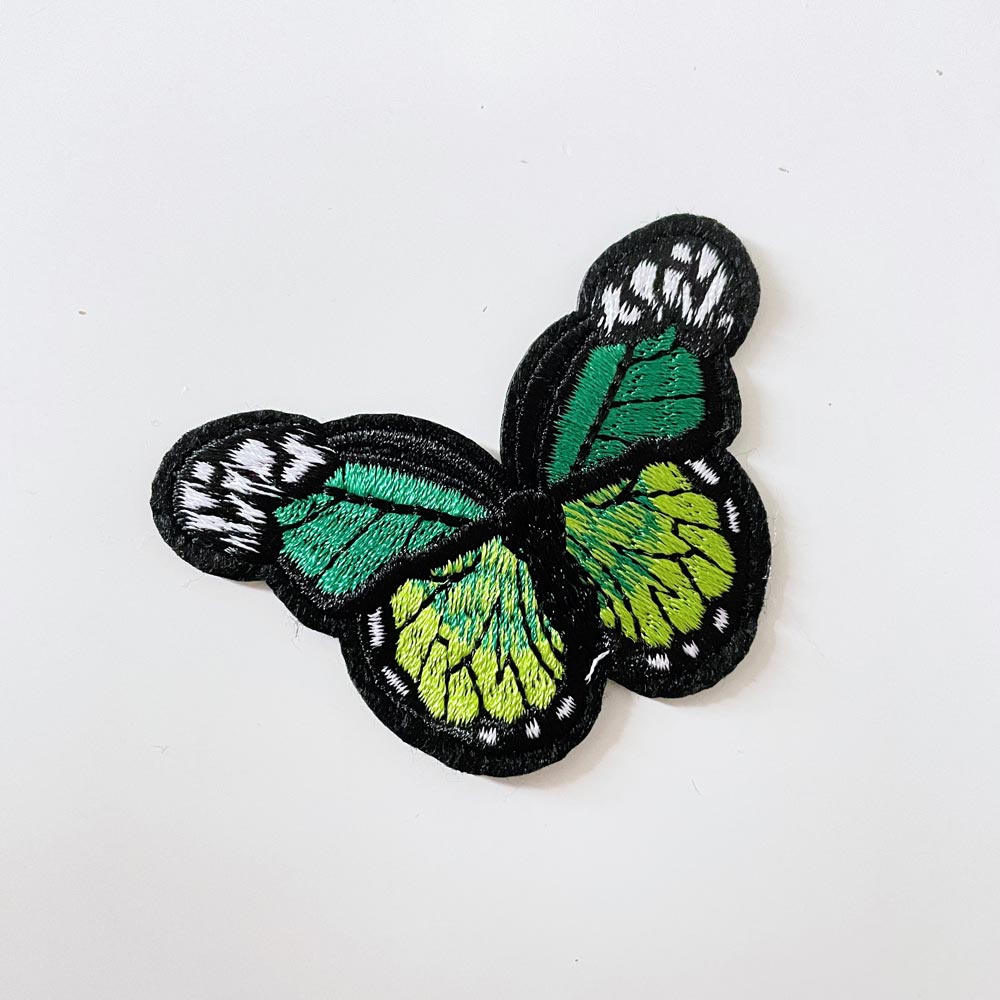 embroidered butterfly iron - on patch - good market thrift store