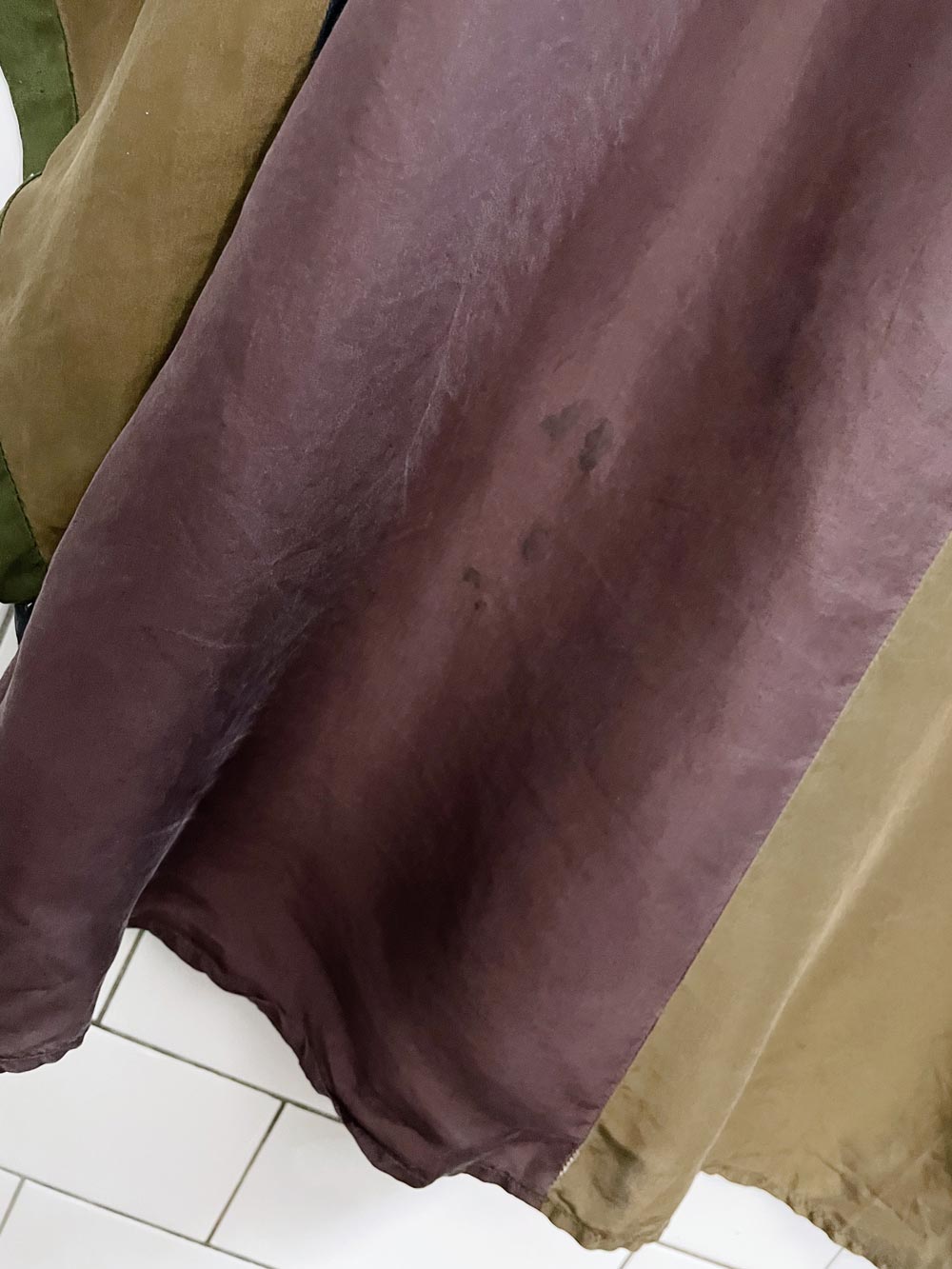 vintage aziz 100% silk colour block shirt