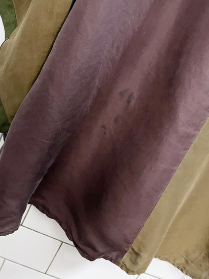 vintage aziz 100% silk colour block shirt