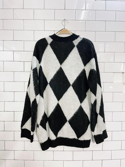 h&m oversized argyle knit cardigan
