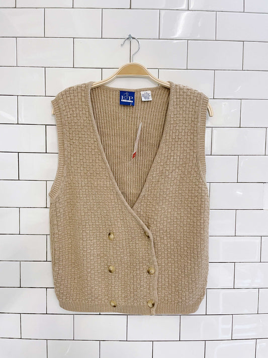 vintage waffle knit double breasted vest