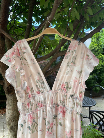 nwt cider floral double v-neck maxi dress