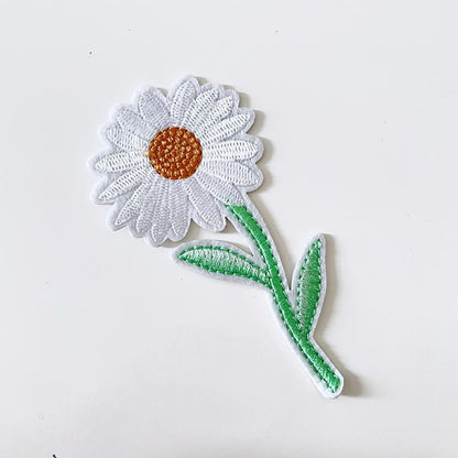 embroidered groovy summer iron - on patch - good market thrift store