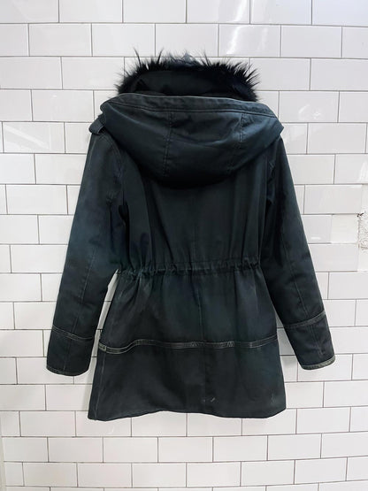 the kooples fur and leather trim parka