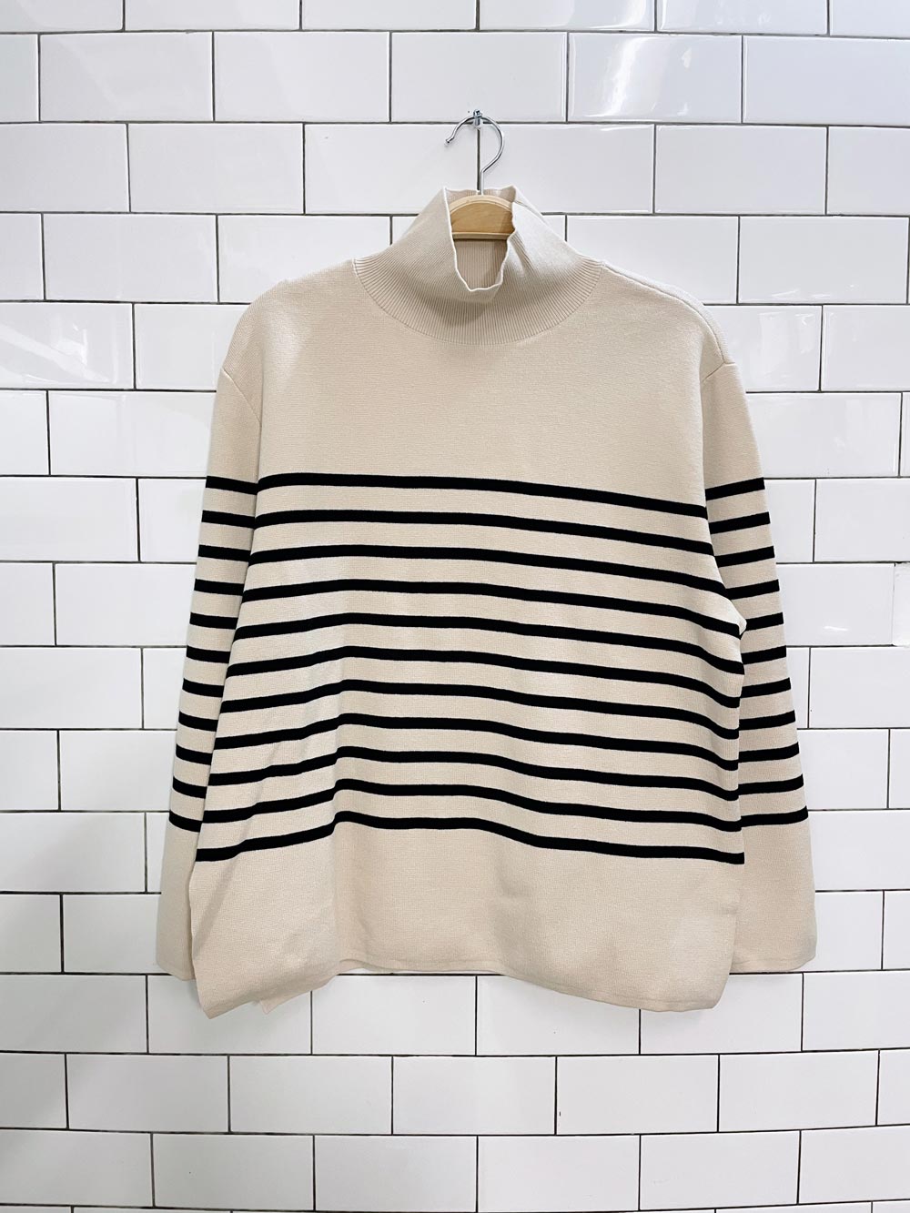 nwt h&m oversized striped knit turtleneck