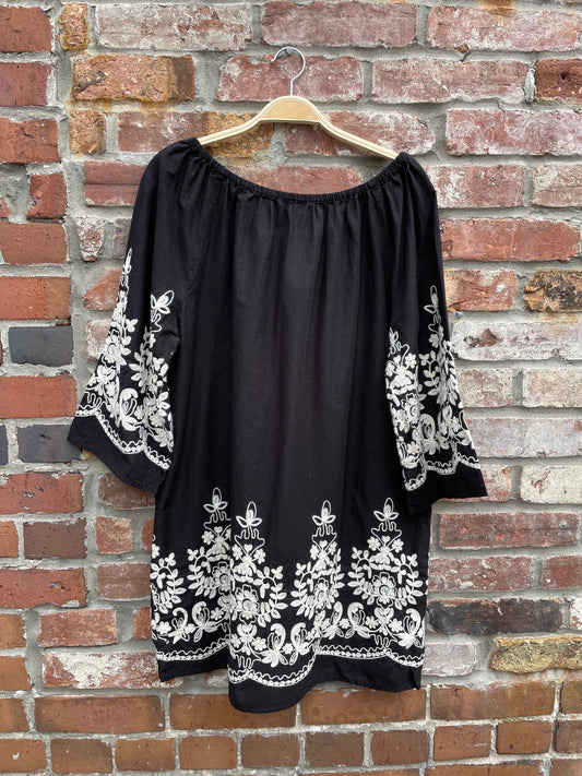 vintage boho embroidered mini dress
