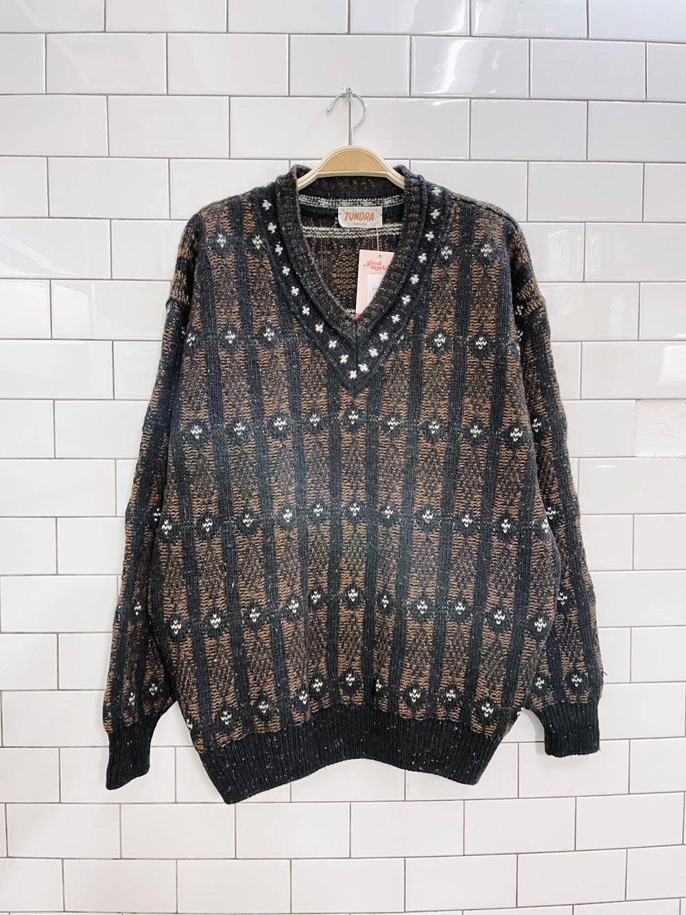 vintage tundra wool v-neck dad sweater