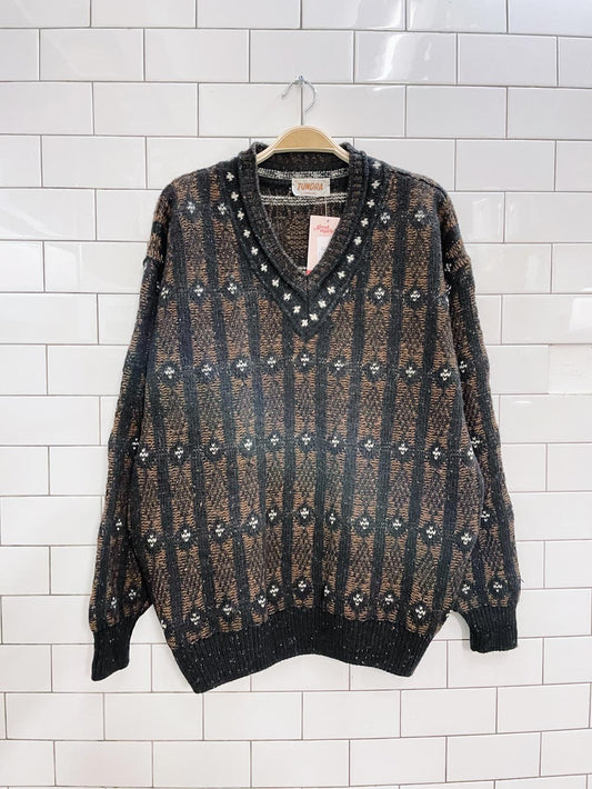 vintage tundra wool v-neck dad sweater