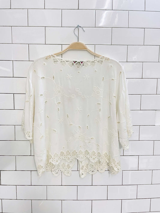 vintage yaya embroidered eyelet summer top