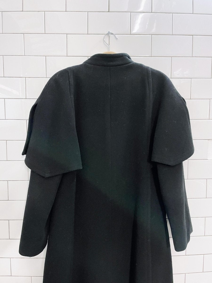 vintage mallia cape shoulder long wool coat - good market thrift store