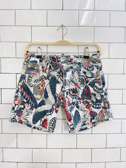 true religion low rise butterfly denim shorts