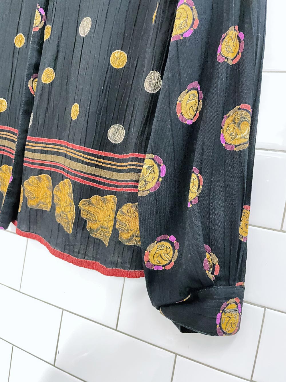 vintage carol little coin + tassels blouse