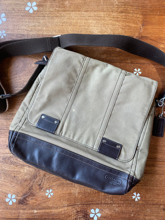 coach messenger bag with leather trim