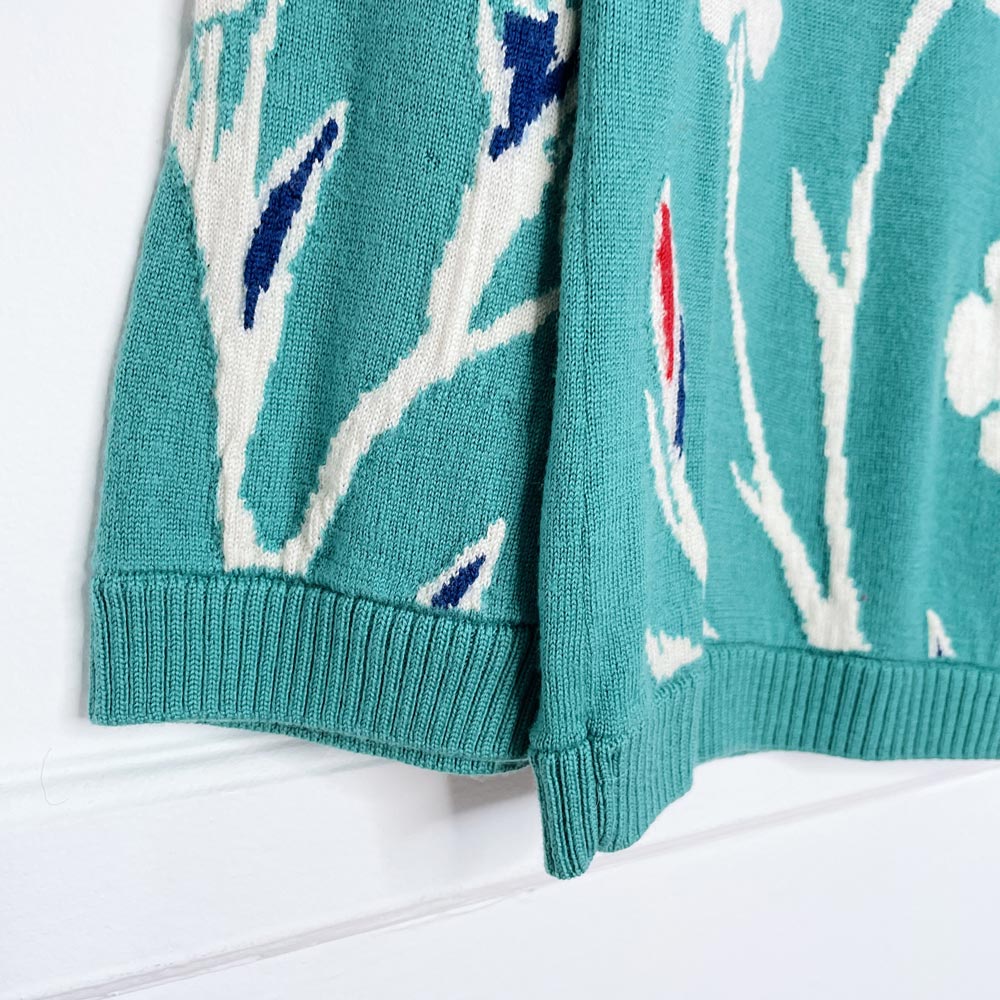 floral 100% cashmere knit sweater - good market thrift store