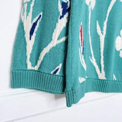 floral 100% cashmere knit sweater - good market thrift store