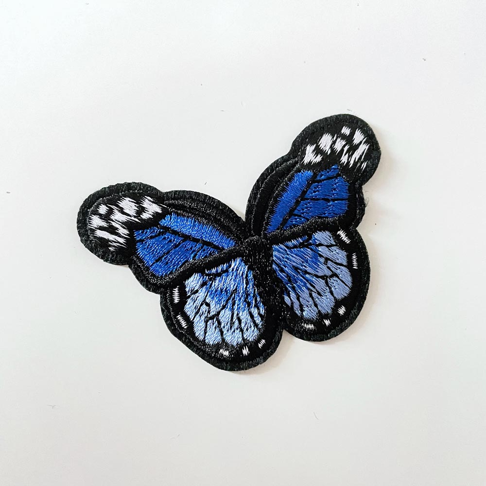 embroidered butterfly iron - on patch - good market thrift store