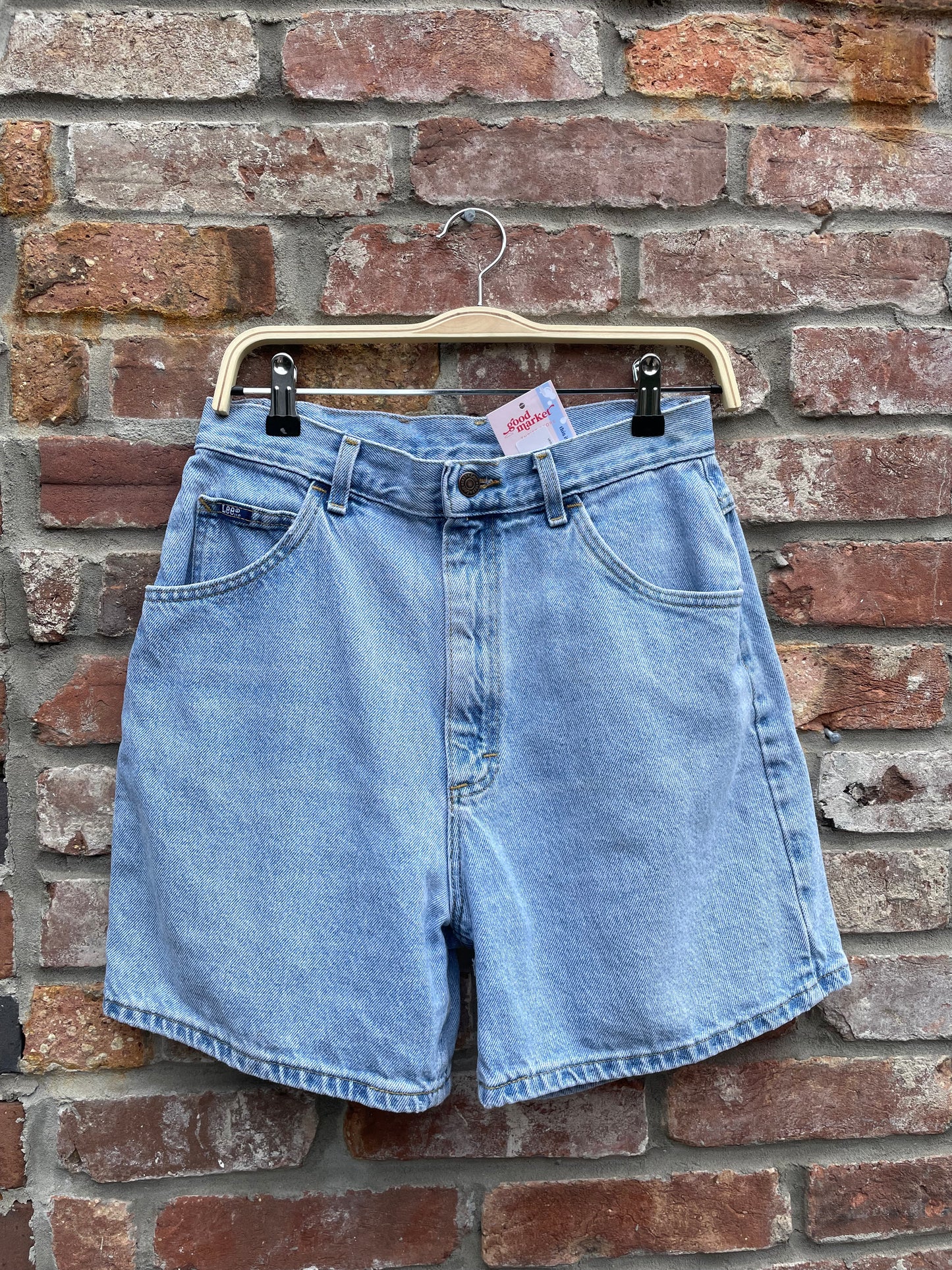 vintage lee high rise long denim shorts