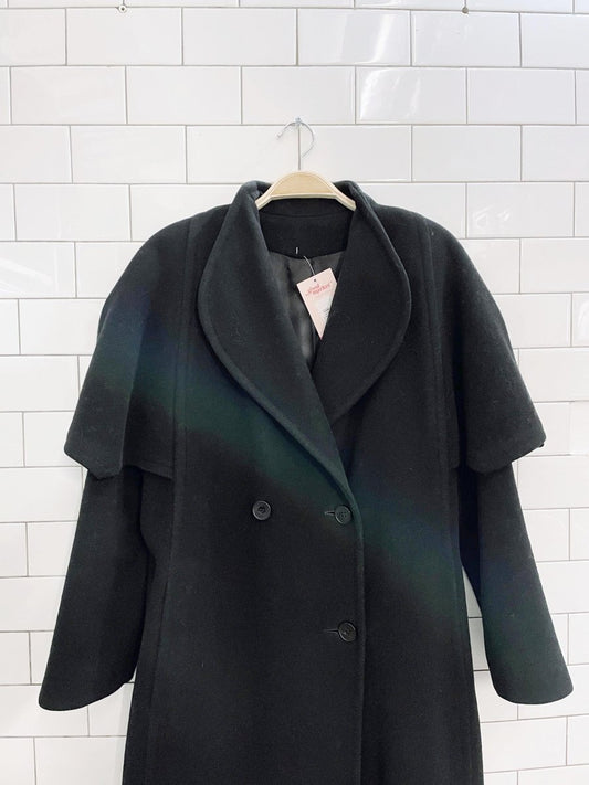 vintage mallia cape shoulder long wool coat - good market thrift store