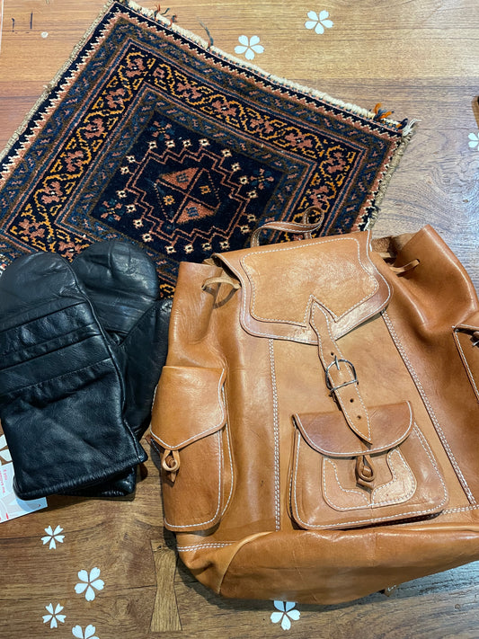 handmade leather backpack