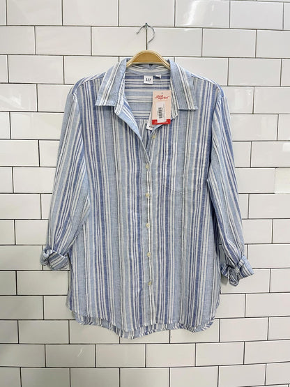 nwt gap striped linen-blend shirt