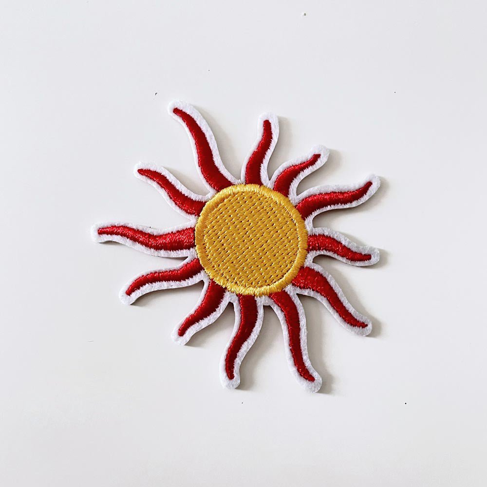embroidered groovy summer iron - on patch - good market thrift store