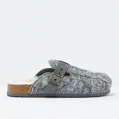 ae sherpa lined cable knit clog