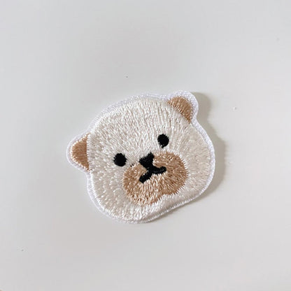 embroidered dog iron - on patch - good market thrift store