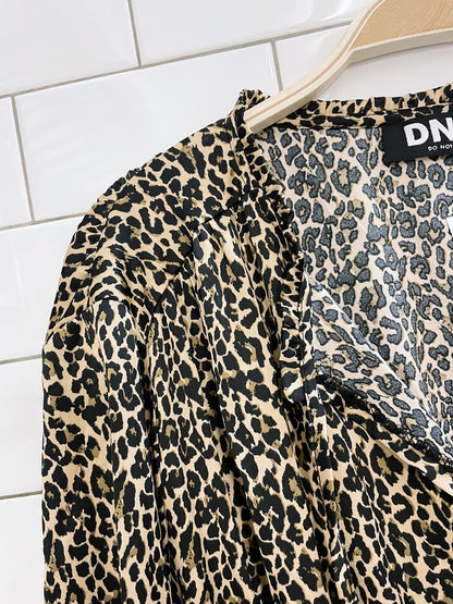 nwt DNA leopard ruffle long sleeve mini dress