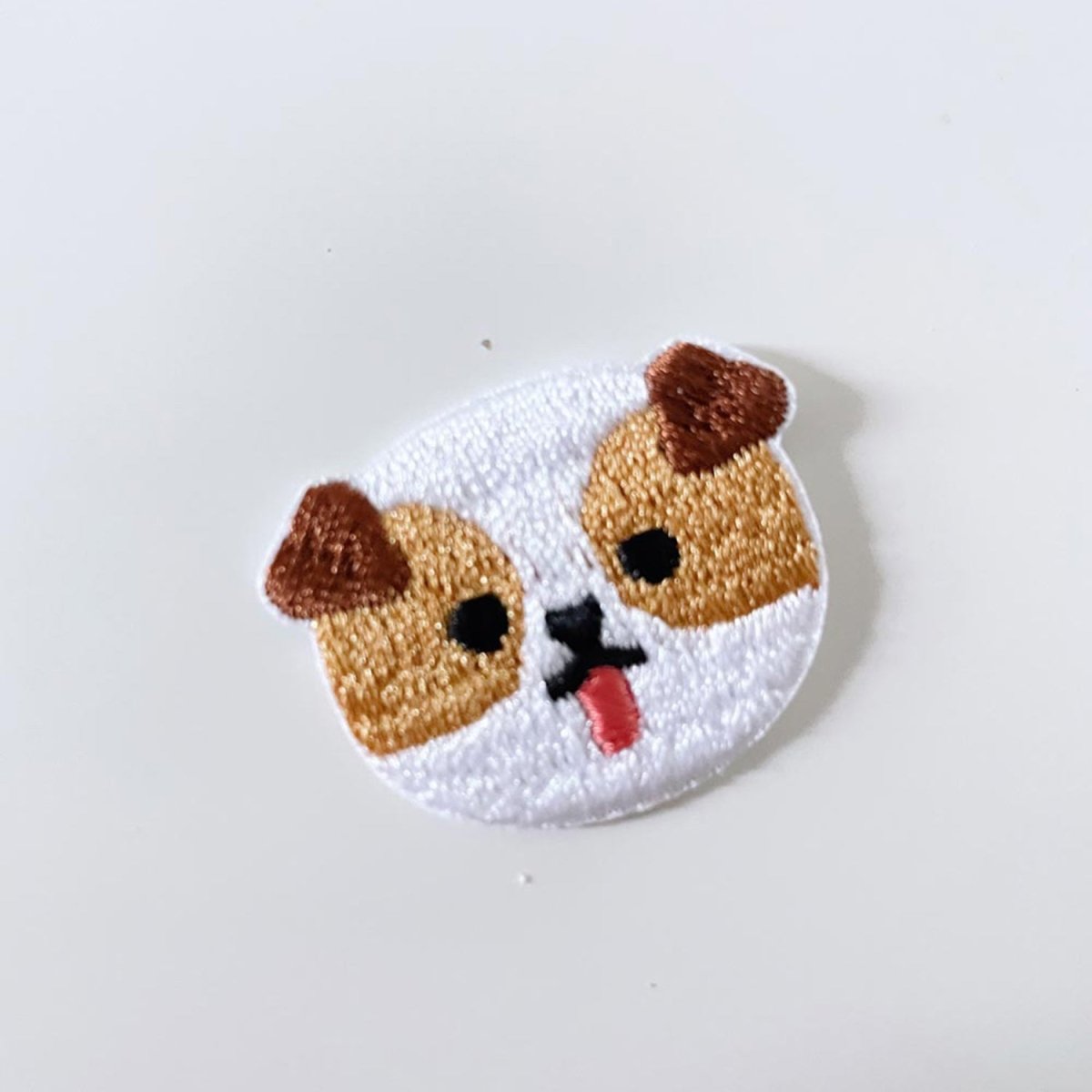 embroidered dog iron - on patch - good market thrift store