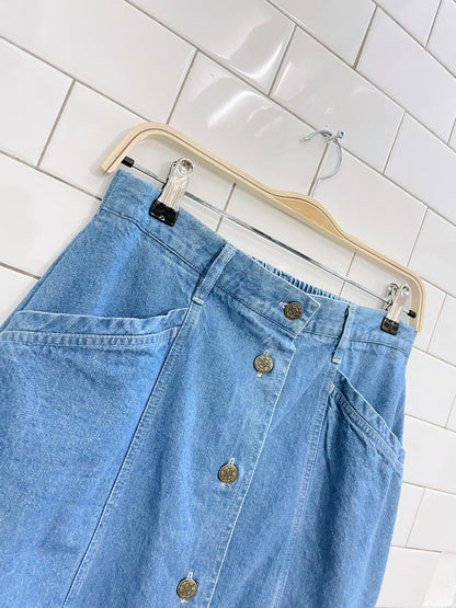 vintage 90s ll bean button denim midi skirt