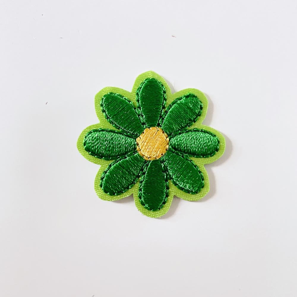 embroidered daisy iron - on patch - good market thrift store