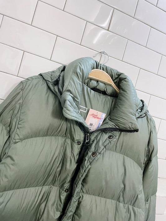 tna super puff sage green mid-length coat